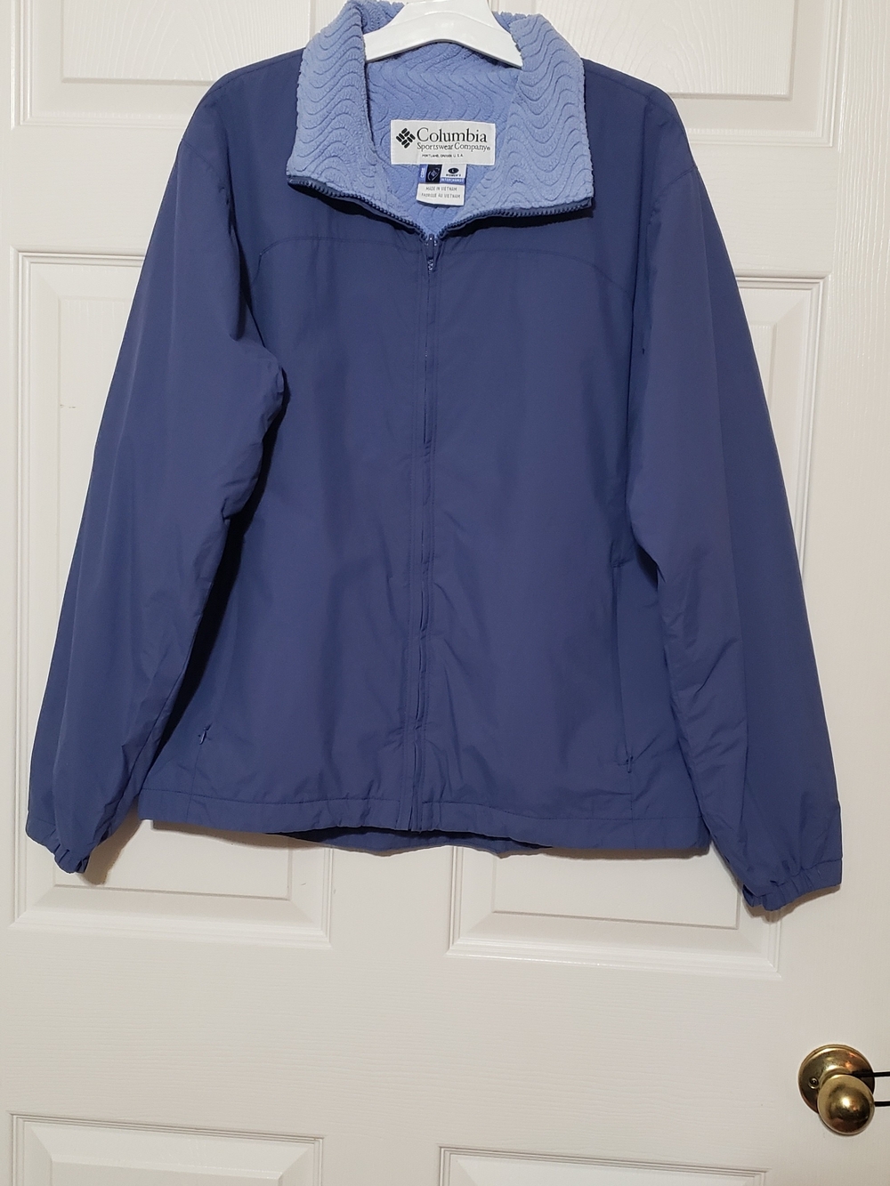 Columbia Women's Navy Bomber Jacket with Light Blue Fleece Collar